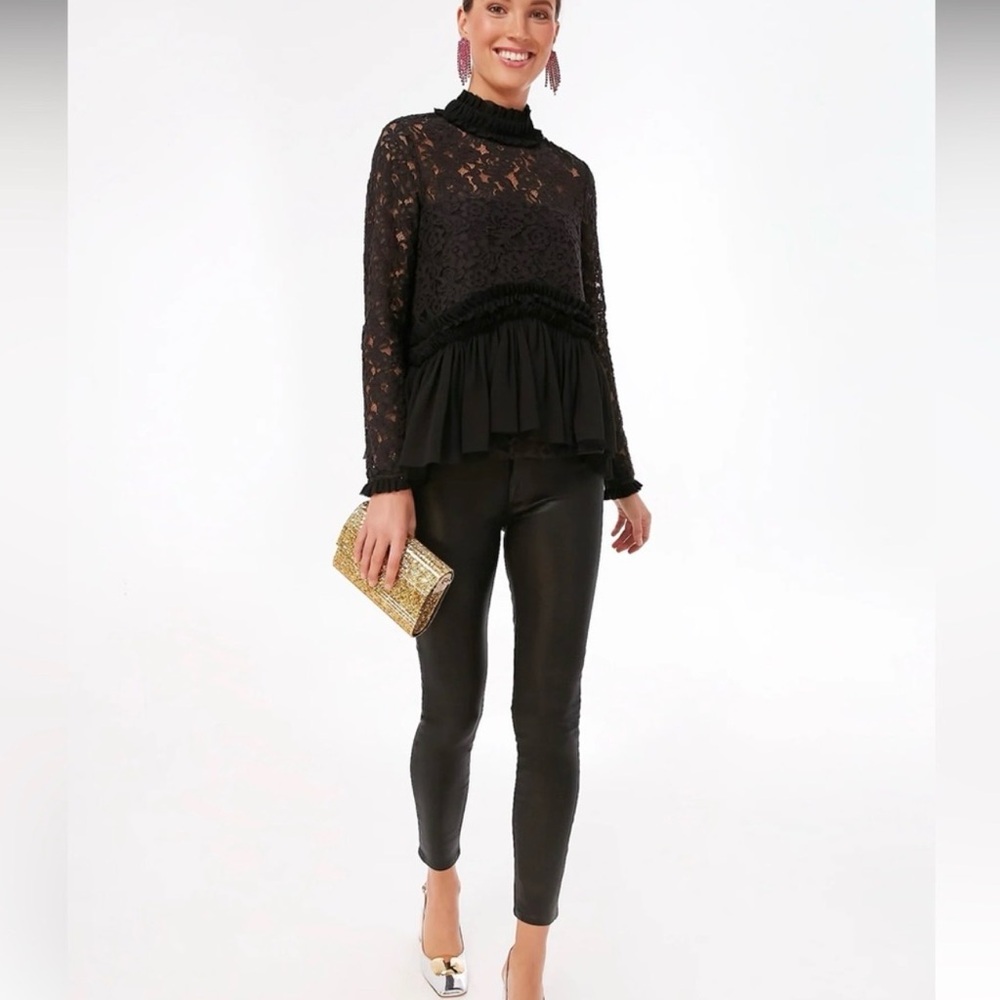 Tuckernuck Black Lace Peplum Blouse - Picture 2 of 10